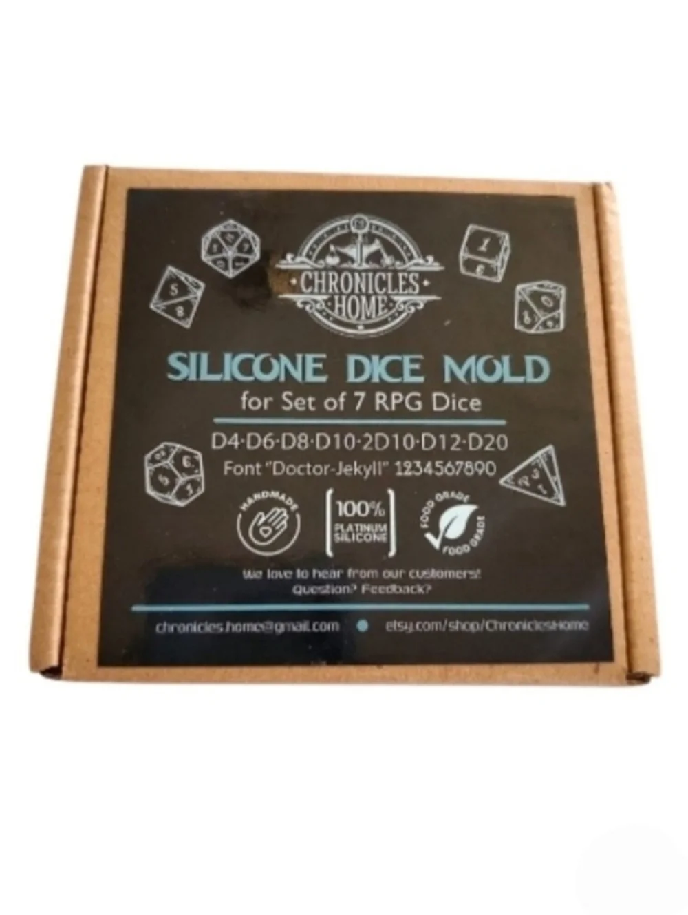 Silicone Dice Mold, Makes 7 Role Playing Game Dice NIP